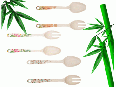 Bamboo fiber salad server set